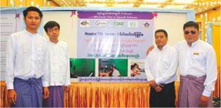 Photo: developers and Visually impaired users pose for photograph during the first Burmese TTS launch event