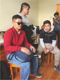 photo: a group of visually impaired students at the University Resource Center