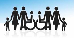 graphical illustration of family with differently abled persons